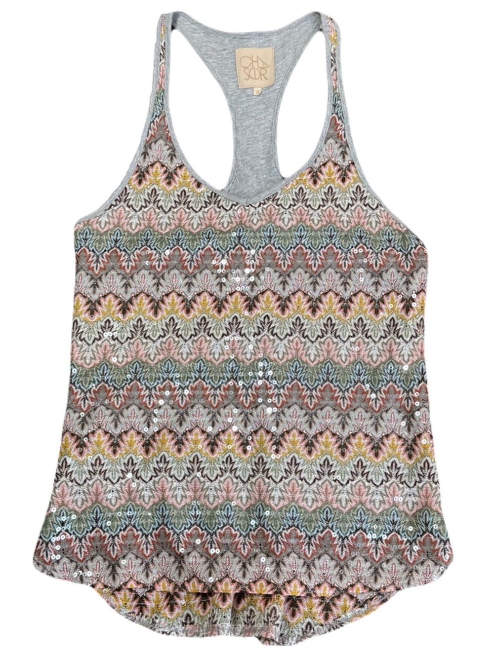 Chaser Sequin Chevron Racerback Tank Top